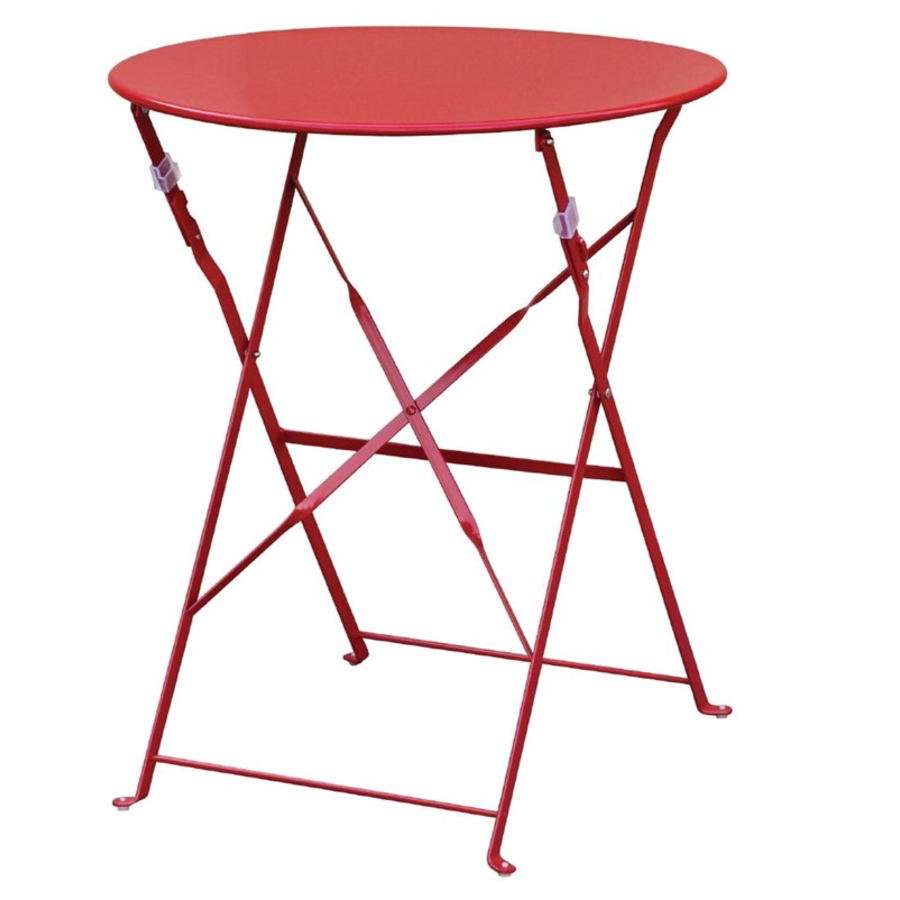 Round folding table | Red | Steel | 71(h) x 59.5(Ø)cm