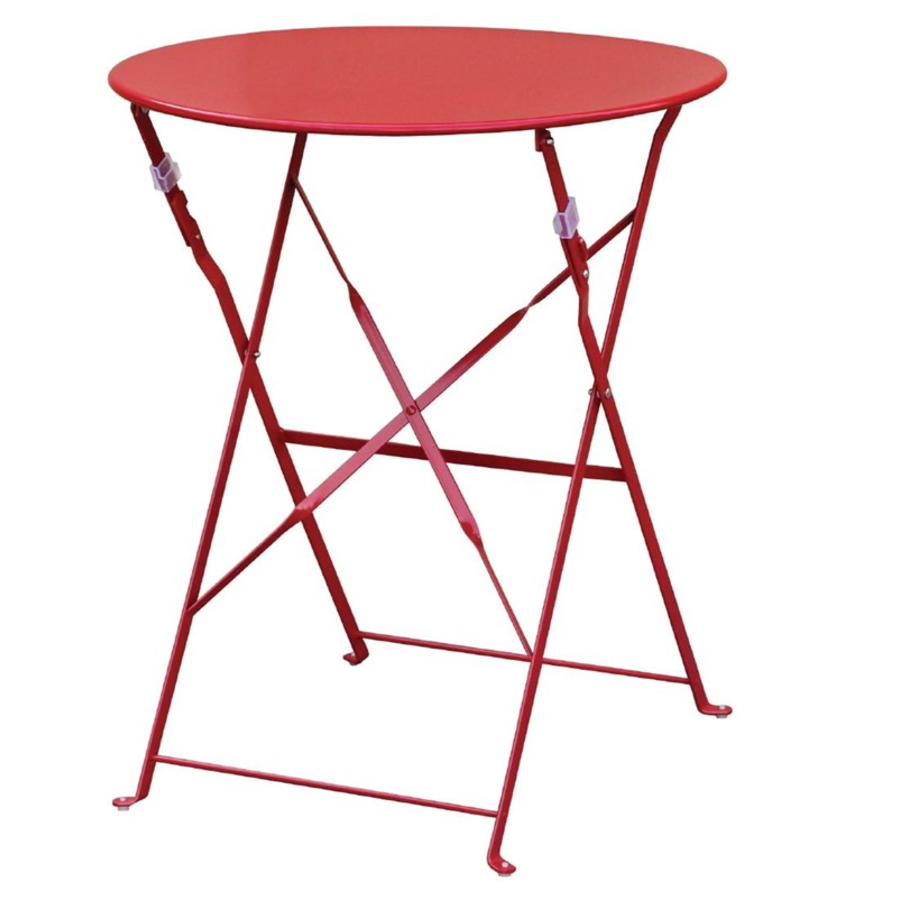 Table pliante ronde | Rouge | Acier |71(h) x 59,5(Ø)cm