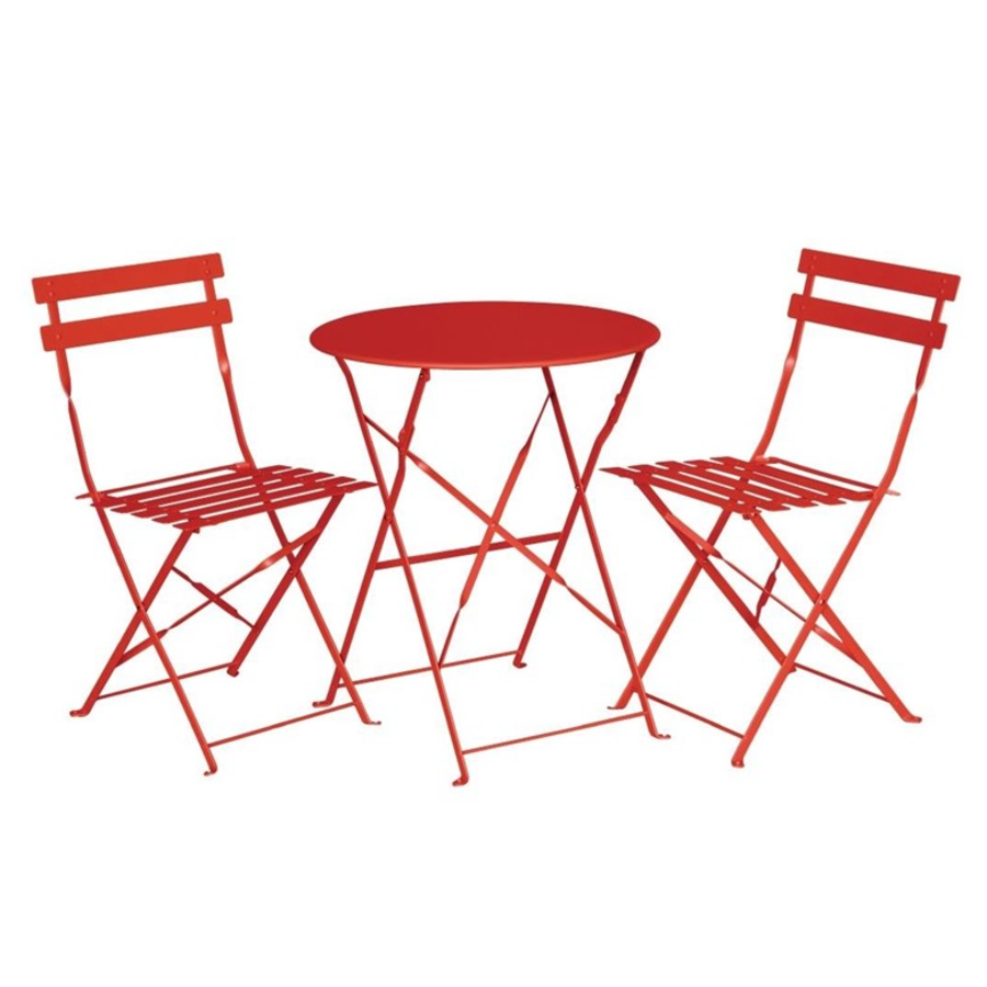 Table pliante ronde | Rouge | Acier |71(h) x 59,5(Ø)cm