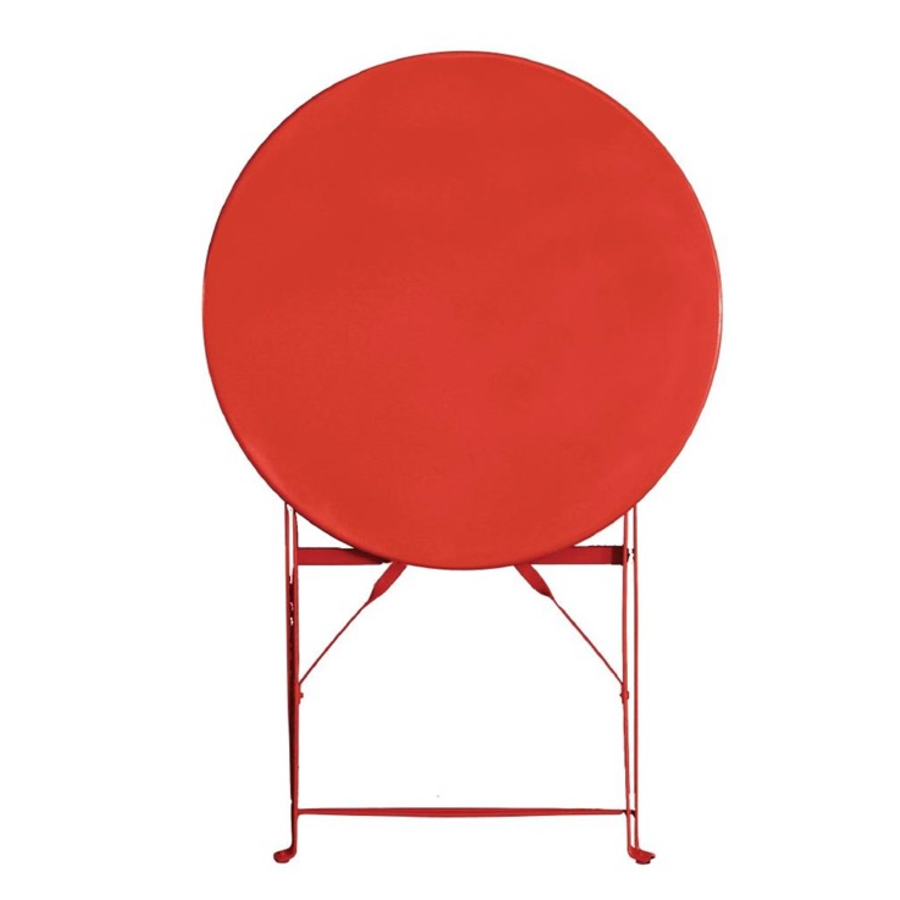 Table pliante ronde | Rouge | Acier |71(h) x 59,5(Ø)cm