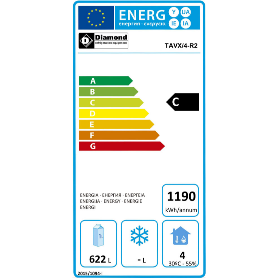 Refroidisseur de bouteilles en acier inoxydable avec 4 portes vitrées | 783 litres