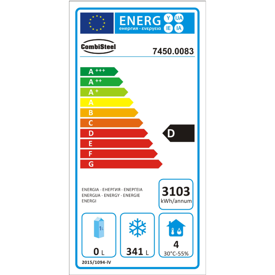 RVS Vrieswerkbank | 3 Deurs | 402 Liter | 180x70x(h)86cm