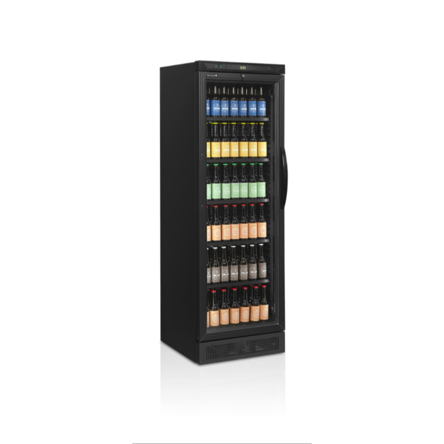 Refroidisseur de bouteilles | Verre noir | Porte à charnière à gauche