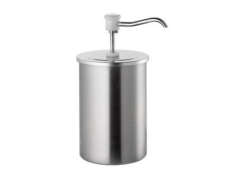  HorecaTraders Pompe à sauce avec récipient en acier inoxydable | Distributeur à bouton-poussoir BCMK | 6 L | 
