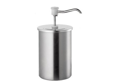  HorecaTraders Sauce pump with stainless steel container | BCMK Push Button Dispenser | 6 L | 