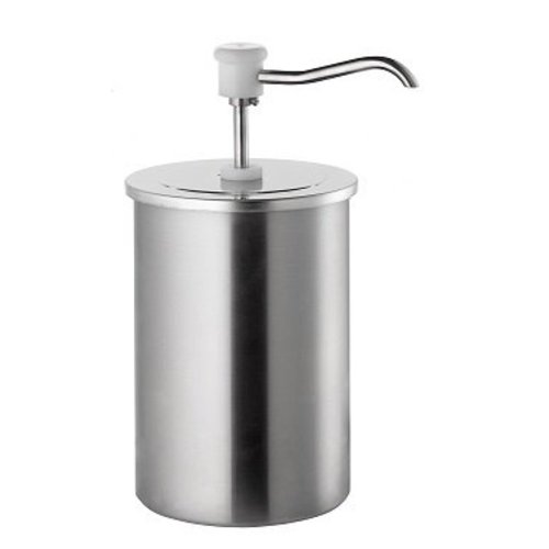  HorecaTraders Sauce pump with stainless steel container | BCMK Push Button Dispenser | 6 L | 