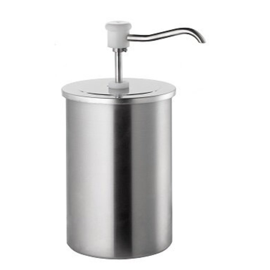 Soßenpumpe mit Edelstahlbehälter | BCMK Druckknopfspender | 6 Liter |