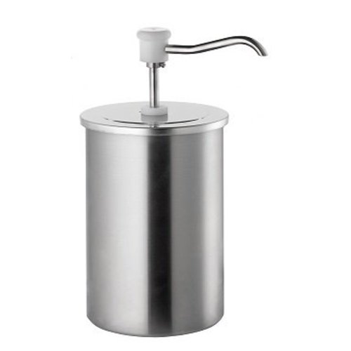  HorecaTraders Sauce pump with stainless steel container | BCMK Push Button Dispenser | 3L | 