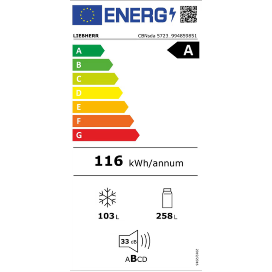 vrieskast | COMPACT onderbouw | 53 kg | 595 (B) x  645(D) x 833 (H) mm