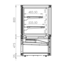 Koelvitrine |  750L  | 120 kg | (B) 2000 x (D) 780 x (H)1300 (mmm)