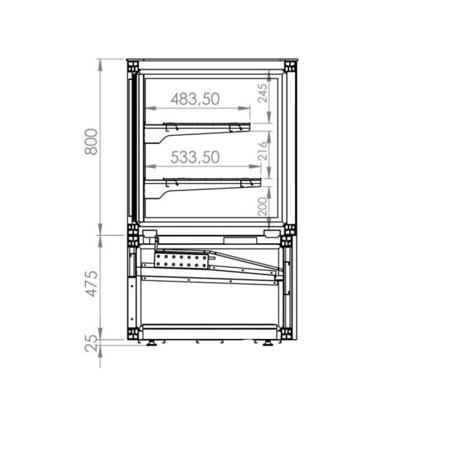 Koelvitrine | 600L | 115kg | 1600(B) x 780(D) x 1300(H) mm