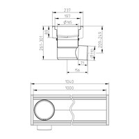 Siphon de sol | 1000 x 200 mm | Acier inoxydable 304 | 3,70 l/s