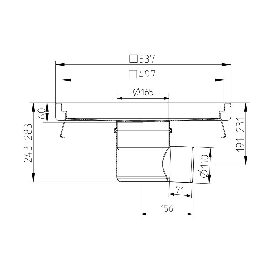 kitchen sink | 500 x 500 mm | Stainless steel | 3.70 l/s