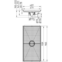 Vloerput| 965 x 497mm | 1,50 l/s - 2,00 l/s | RVS