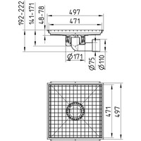 Keukengoot| RVS |  497 x 497 mm 1,50 l/s - 2,00 l/s