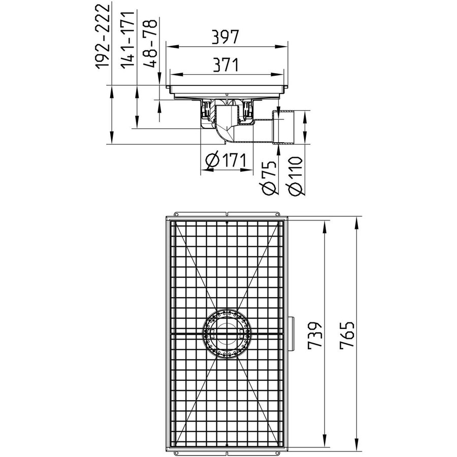 Floor drain| 765 x 397mm | 1.50 l/s - 2.00 l/s | Stainless steel