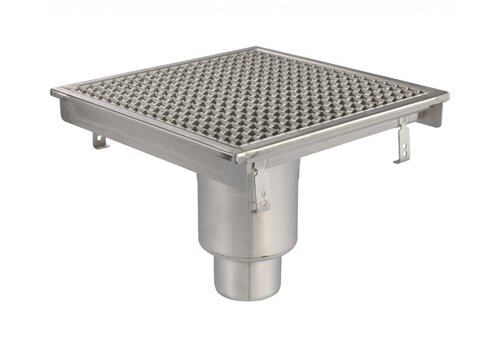  HorecaTraders Siphon de sol | 400 x 400 mm | Acier inoxydable 304 | 3,70 l/s 