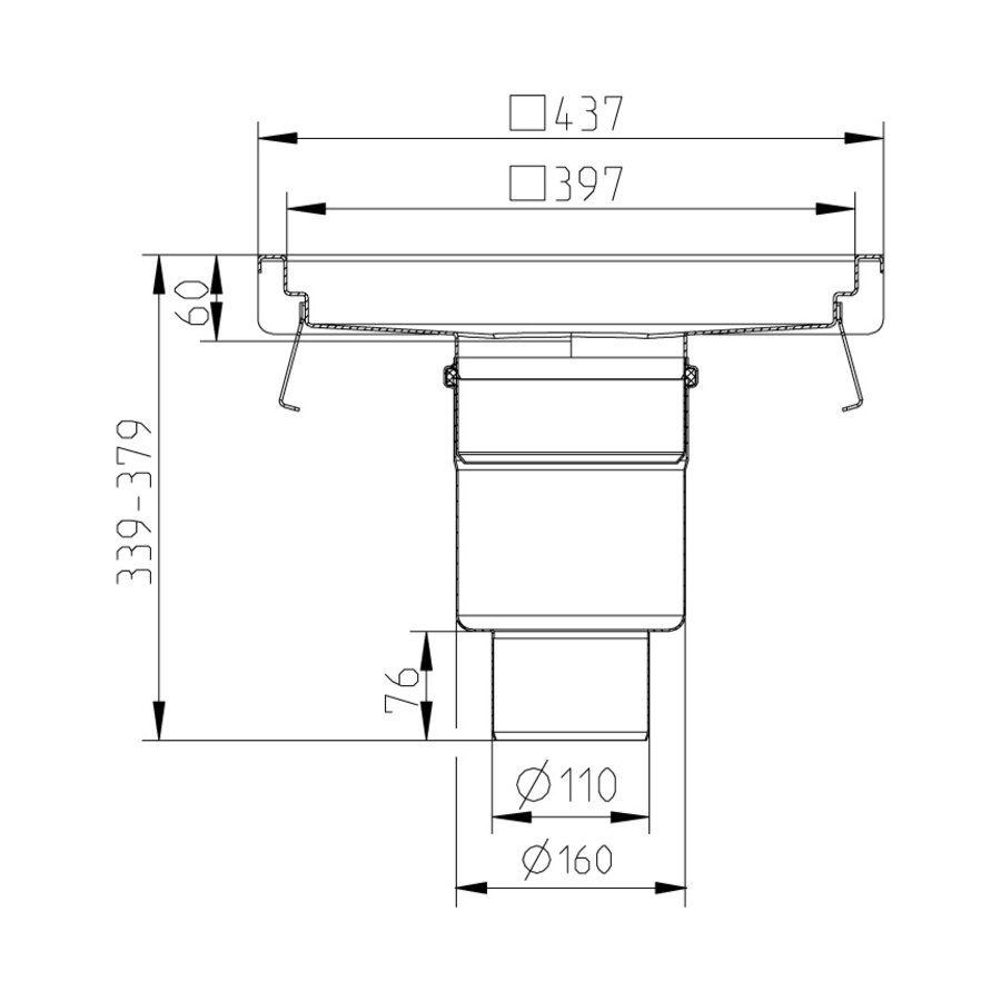 Vloerput | 400 x 400 mm |  RVS 304 | 3,70 l/s