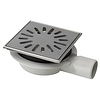 HorecaTraders Bodenablauf | 150 x 150 mm | Kunststoff/Edelstahl 304 | horizontale Verbindung | 0,60 l/s