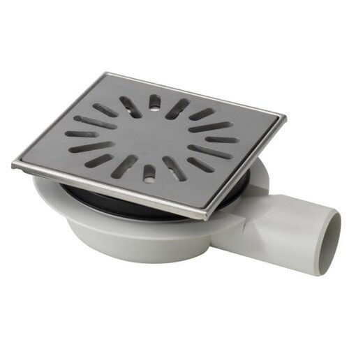  HorecaTraders Floor drain | 150 x 150 mm | plastic/stainless steel 304 | horizontal connection | 0.60 l/s 