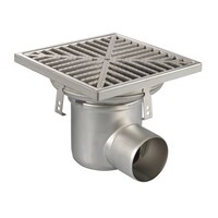 Siphon de sol | 300 x 300 mm | Acier inoxydable 304 | connexion horizontale | 3,70 l/s