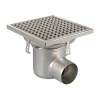 Siphon de sol | 300 x 300 mm | Acier inoxydable 304 | connexion horizontale | 3,70 l/s