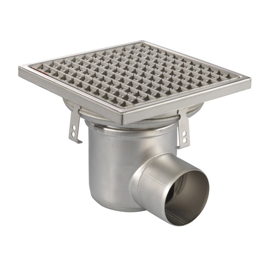 Floor drain | 300 x 300 mm | stainless steel 304 | horizontal connection | 3.70 l/s
