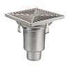 HorecaTraders Siphon de sol | 300 x 300 mm | Acier inoxydable 304 | connexion verticale | 3,70 l/s