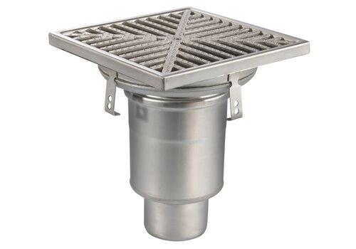  HorecaTraders Floor well | 300x300mm | stainless steel 304 | vertical connection | 3.70 l/s 