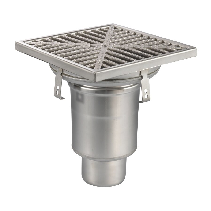 Bodenablauf | 300 x 300 mm | Edelstahl 304 | vertikale Verbindung | 3,70 l/s
