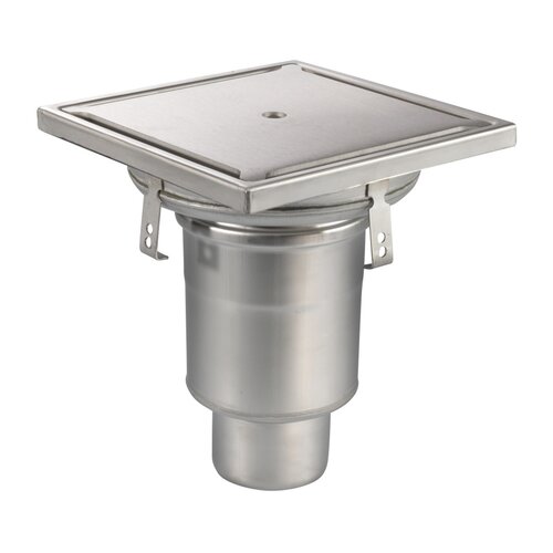  HorecaTraders Floor drain | 300 x 300 mm | stainless steel 304 | vertical connection | 3.70 l/s 