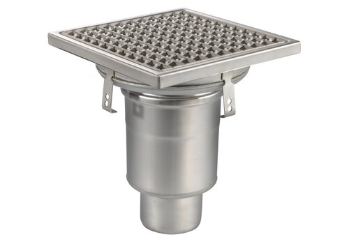  HorecaTraders Floor well | 300x300mm | stainless steel 304 | vertical connection | 3.70 l/s 