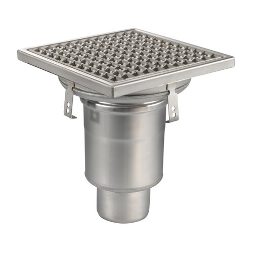  HorecaTraders Floor drain | 300 x 300 mm | stainless steel 304 | vertical connection | 3.70 l/s 
