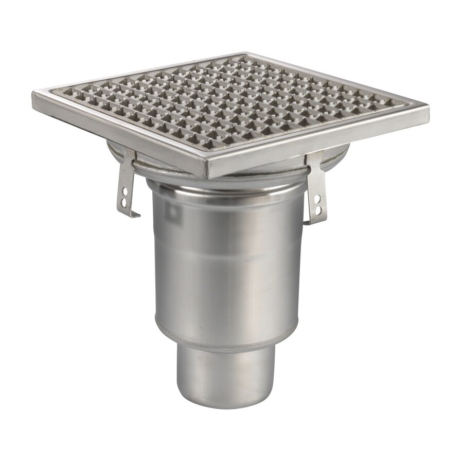 Siphon de sol | 300 x 300 mm | Acier inoxydable 304 | connexion verticale | 3,70 l/s