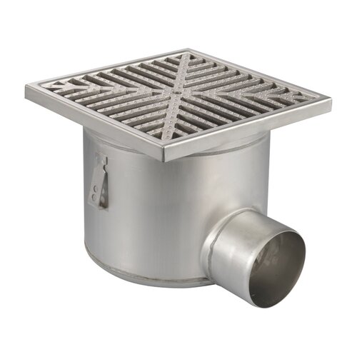  HorecaTraders Floor drain | 300 x 300 mm | stainless steel 304 | horizontal connection | 7.80 l/s 