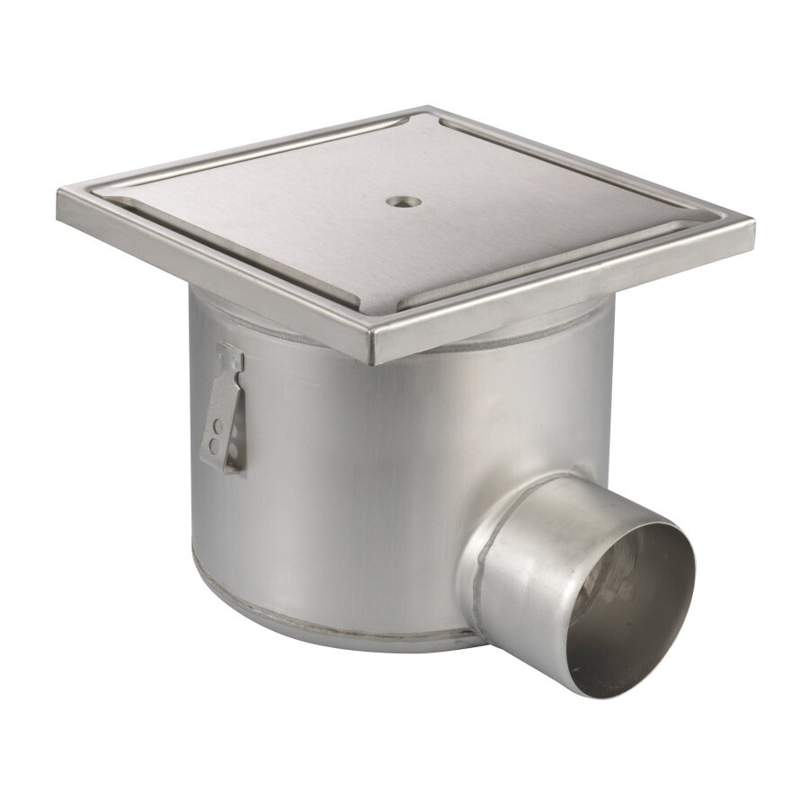 Floor drain | 300 x 300 mm | stainless steel 304 | horizontal connection | 7.80 l/s