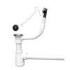 HorecaTraders Drain plug with overflow, stopper, chain and cup siphon