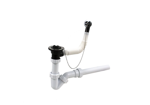  HorecaTraders Drain plug with overflow, stopper, chain and pipe siphon 