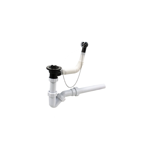  HorecaTraders Bouchon de vidange avec trop-plein, bouchon, chaîne et siphon de tuyau 