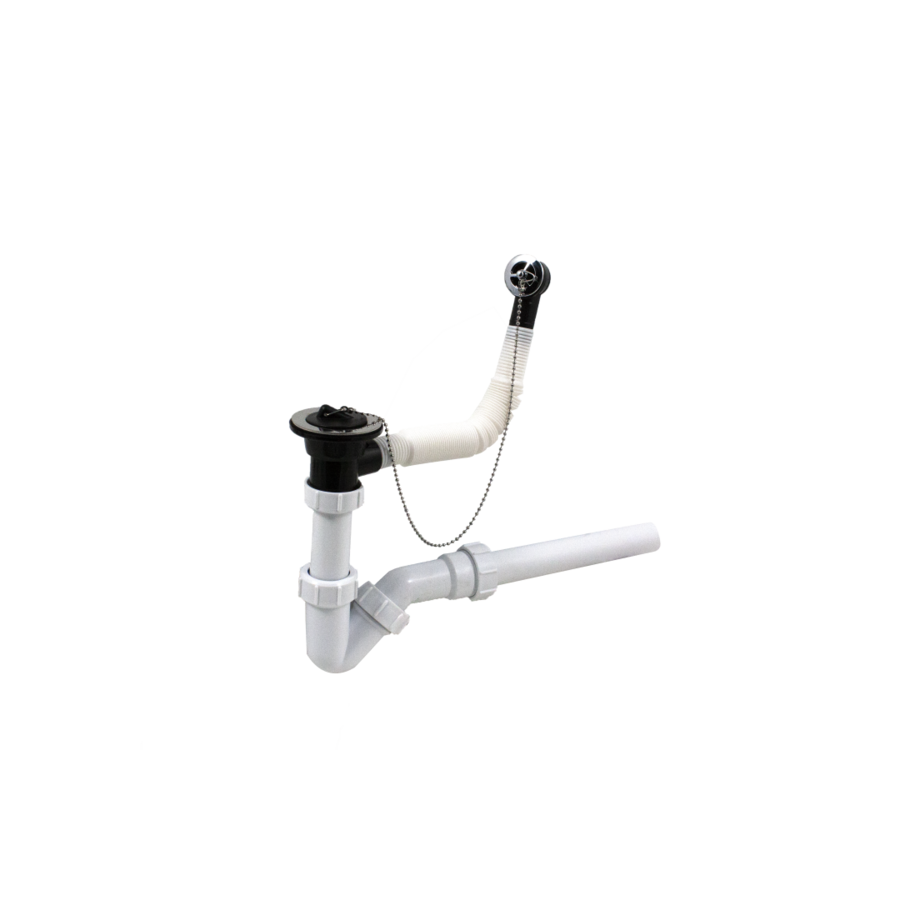 Bouchon de vidange avec trop-plein, bouchon, chaîne et siphon de tuyau