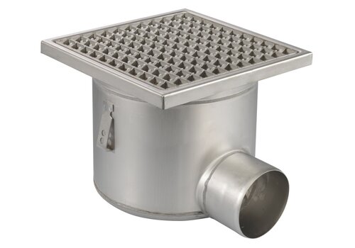  HorecaTraders Floor well | 300x300mm | stainless steel 304 | horizontal connection | 7.80 l/s 