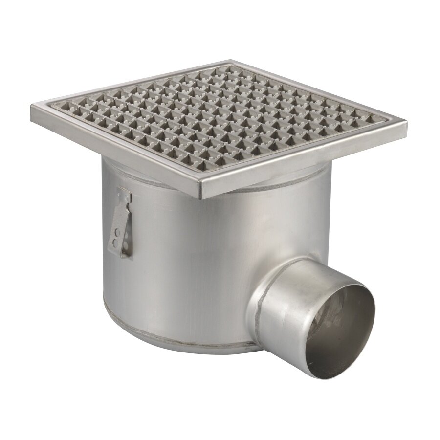 Floor drain | 300 x 300 mm | stainless steel 304 | horizontal connection | 7.80 l/s
