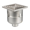 HorecaTraders Siphon de sol | 300 x 300 mm | Acier inoxydable 304 | connexion verticale | 7,80 l/s