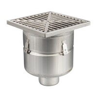 Siphon de sol | 300 x 300 mm | Acier inoxydable 304 | connexion verticale | 7,80 l/s