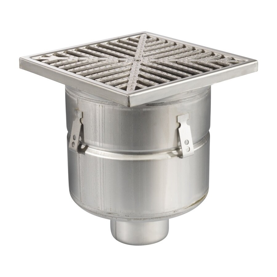 Floor drain | 300 x 300 mm | stainless steel 304 | vertical connection | 7.80 l/s