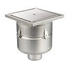 HorecaTraders Siphon de sol | 300 x 300 mm | Acier inoxydable 304 | connexion verticale | 7,80 l/s