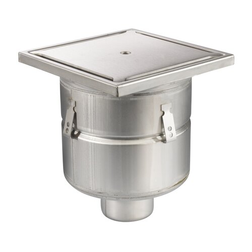  HorecaTraders Floor drain | 300 x 300 mm | stainless steel 304 | vertical connection | 7.80 l/s 