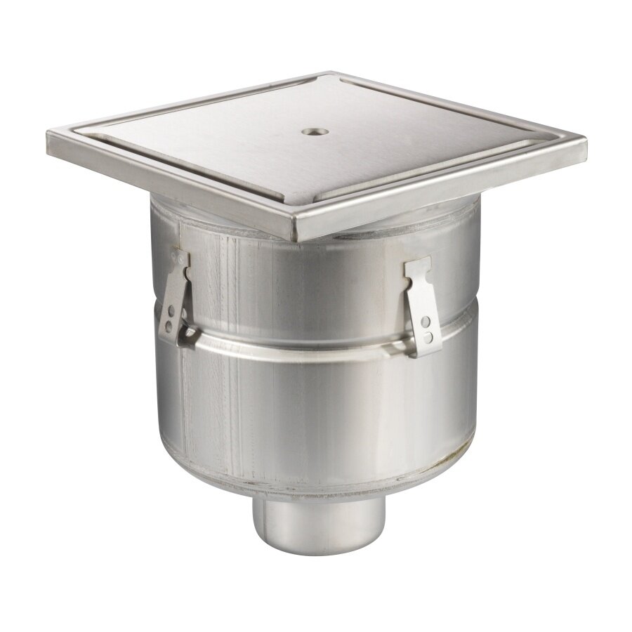 Floor drain | 300 x 300 mm | stainless steel 304 | vertical connection | 7.80 l/s