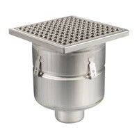 Bodenablauf | 300 x 300 mm | Edelstahl 304 | vertikale Verbindung | 7,80 l/s
