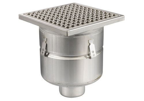  HorecaTraders Floor well | 300x300mm | stainless steel 304 | vertical connection | 7.80 l/s 